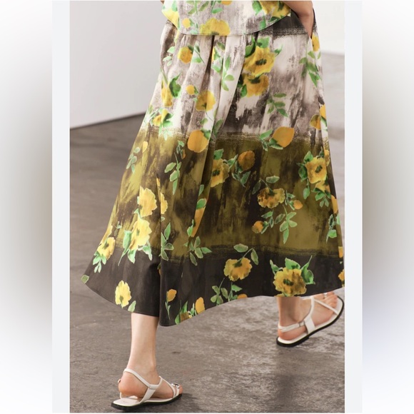 ZARA FLORAL PRINT MIDI  SKIRT - Picture 12 of 12